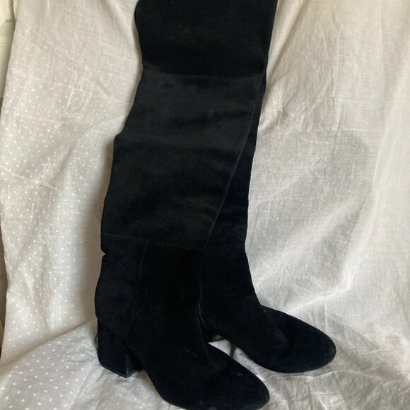 J.Crew Sadie over the knee tall suede boots Black sz 6 - Picture 10 of 10